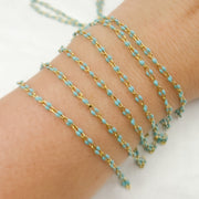 V245TURGP. Gold Plated Enamel Sterling Silver Turquoise Enamel Chain